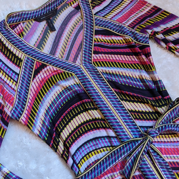 BCBGMAXAZRIA Multicolor V-Neck Long Sleeve Dress - Picture 6 of 6